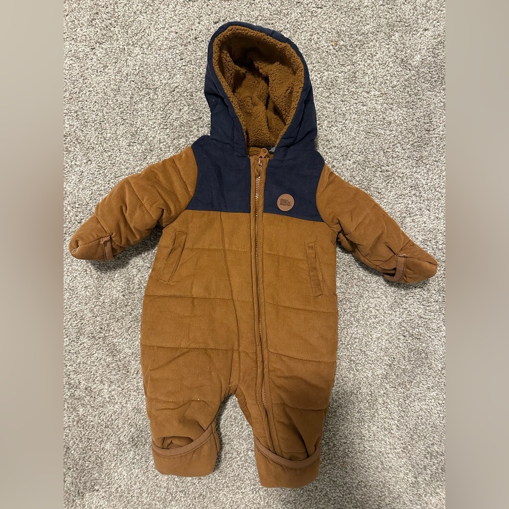 Eddie Bauer Brown Sherpa-Lined Infant Jacket with Navy Trim